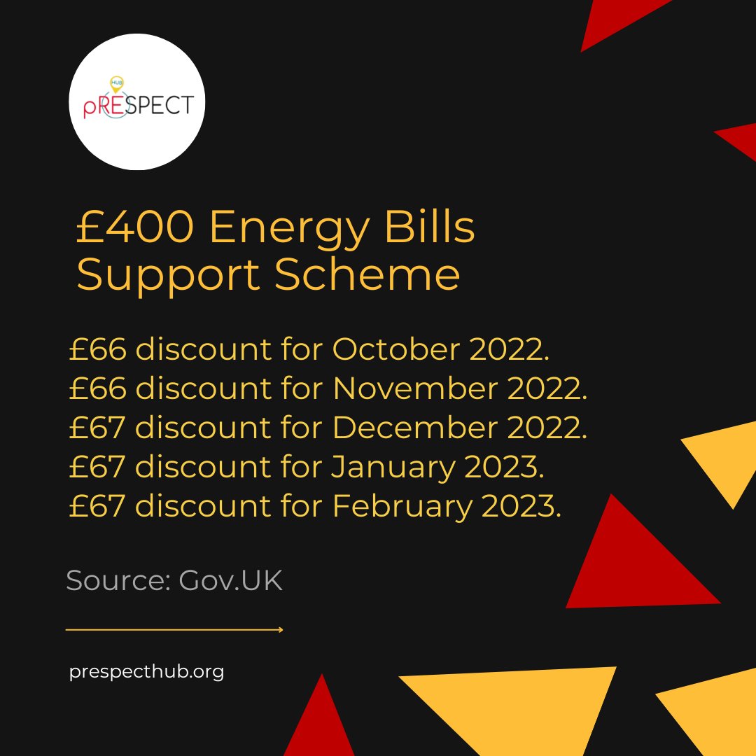 pRESPECTHuB's tweet photo. Households are expected to receive a discount of £66 in Oct and Nov 22 respectively. From Dec 22 to Mar 23, you are expected to receive £67 every month. Any customer who thinks they haven't received any of the discount(s) till date should contact their electricity suppliers. https://t.co/YbNgF4uTXd