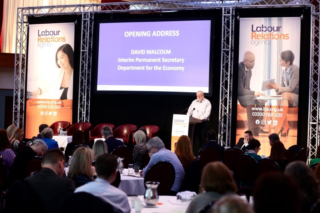Speaking at today’s <a href="/LRA_NIreland/">The Labour Relations Agency - Northern Ireland</a> Employment Relations conference <a href="/Economy_NI/">Economy NI</a> Acting Permanent Secretary David Malcolm said that good employment relations are key to the success of our 10X Economy &amp; help to drive innovation, inclusivity &amp; sustainability #LRA #10xbetterworkplaces