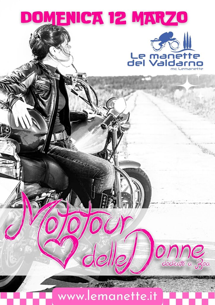LeManette's tweet photo. “Ride like a girl: unisciti al nostro motoraduno dedicato alle motocicliste!”
Domenica 12 Marzo a Montevarchi.
Il motoraduno è aperto a tutti ed a tutti i tipi di moto, ma per invogliare la partecipazione femminile abbiamo fatto un prezzo SPECIALISSIMO a… https://t.co/jXv25AQBUs https://t.co/CjWEqtHrwn