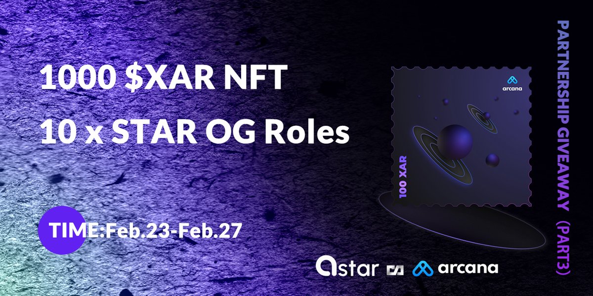 xstar_id's tweet photo. 🌟Giveaway(3/3)🌟 for New Partnership with @ArcanaNetwork

🎁1000 $XAR NFT &amp; 10 Star OGs

Complete 4 tasks:
1️⃣Follow @star_protocol &amp; @ArcanaNetwork
2️⃣Join DC https://t.co/ab3XEnIbyk
3️⃣Subscribe Youtube https://t.co/g36f13tXmo
4️⃣Like &amp; RT

✅Join here: https://t.co/791YYFT15M https://t.co/OximuLfrY8