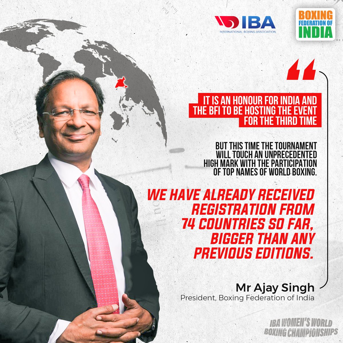 BFI_official's tweet image. Hon’ble President of BFI Mr. @AjaySingh_SG is elated as 🇮🇳 gets ready to host the biggest ever #IBAWWC2023 🥊💥

@debojo_m

#20daystogo
#Boxing @IBA_Boxing
