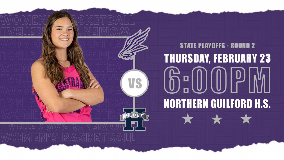 NGHSWBK's tweet photo. Second Round State Playoff game tonight in the nest! Come out and support your Lady Nighthawks! 🏀💜 https://t.co/t0M0q3WPaI