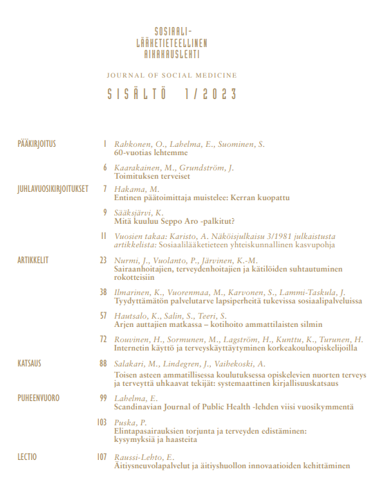 Juhlavuoden ensimmäinen numero on ilmestynyt!🗞️ journal.fi/sla/issue/view…

Numerossa mukana juhlavuosikirjoituksia, perinteisiä tutkimusartikkeleita sekä vertaisarvioimattomia kirjoituksia, kuten puheenvuoroja. Katso sisällysluettelo alta 👇🏼