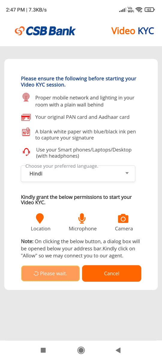 nikeshm91's tweet photo. @OneCardHelp not able to do video kyc since last 3 days, it's just stuck on this page and showing please wait. Can u help? https://t.co/vNzMEahr1Z