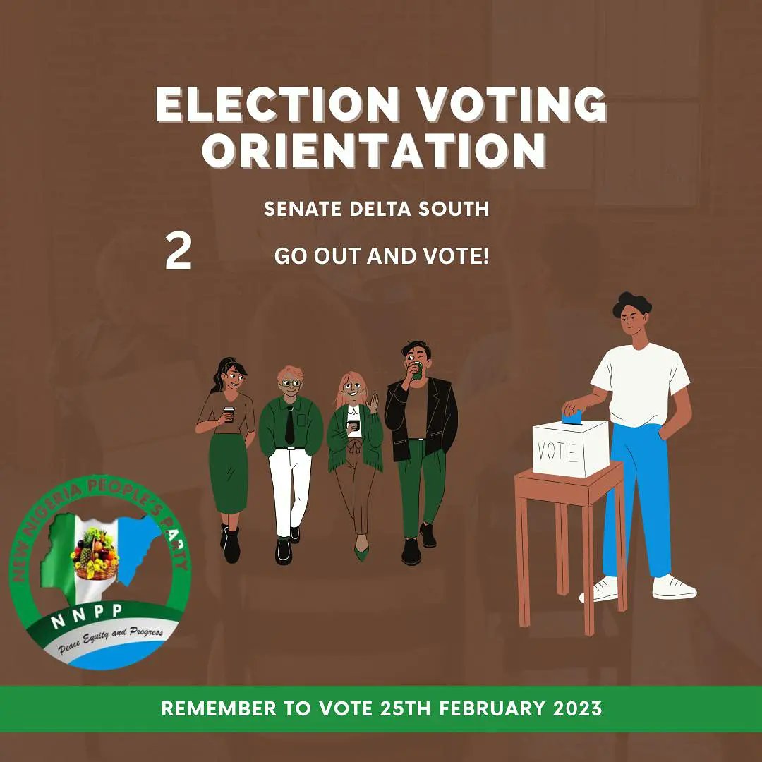 commodoreofhope's tweet photo. As we prepare for the elections, let us note the following.
1. Know the political party your preferred candidate belongs to and know his/her party logo.
2. On February 25th and March 11th, go out to vote for your preferred candidates!
#commodoreomatseyenesiama
#deltasouth4nesiama https://t.co/qNhc3u7css
