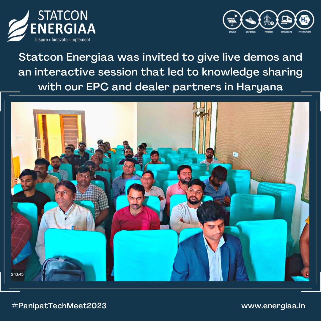 StatconEnergiaa's tweet photo. Exploring the power of #OffGrid solutions!" 🌞🔌🔋 The #TechnicalMeet at #Panipat (Haryana), organized by #RudraElectronics, brought together experts to discuss the cutting-edge #technology and features of #StatconEnergiaa's off-grid #MPPT PCUs. 💡💻👨💼 https://t.co/jWrWhrS7we