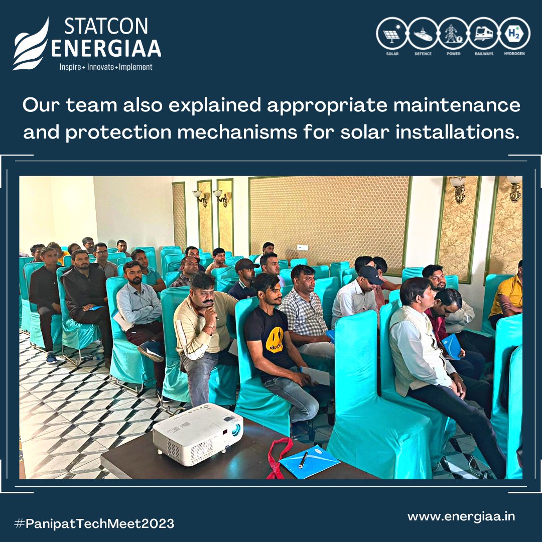 StatconEnergiaa's tweet photo. Exploring the power of #OffGrid solutions!" 🌞🔌🔋 The #TechnicalMeet at #Panipat (Haryana), organized by #RudraElectronics, brought together experts to discuss the cutting-edge #technology and features of #StatconEnergiaa's off-grid #MPPT PCUs. 💡💻👨💼 https://t.co/jWrWhrS7we