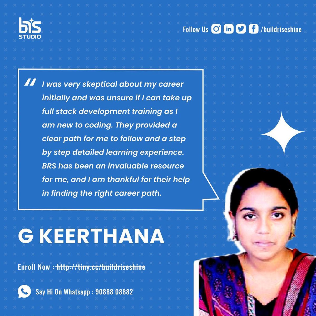 buildriseshine's tweet photo. Meet our amazing students and hear what they have to say about the SoftwareDevelopment Training at BRS!
You are just a click away to transform your career. Enroll now @ https://t.co/Wgk4KP8KVS
Contact: 8374810884
#nyros #brs #buildriseshine #training #mentoring #bootcamp #coding https://t.co/h5TGPxz2KY