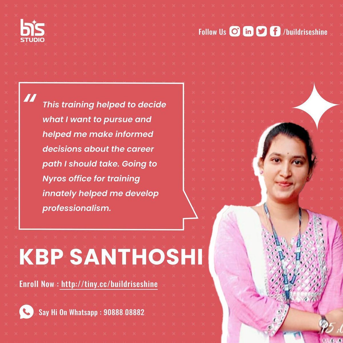 buildriseshine's tweet photo. Meet our amazing students and hear what they have to say about the SoftwareDevelopment Training at BRS!
You are just a click away to transform your career. Enroll now @ https://t.co/Wgk4KP8KVS
Contact: 8374810884
#nyros #brs #buildriseshine #training #mentoring #bootcamp #coding https://t.co/h5TGPxz2KY