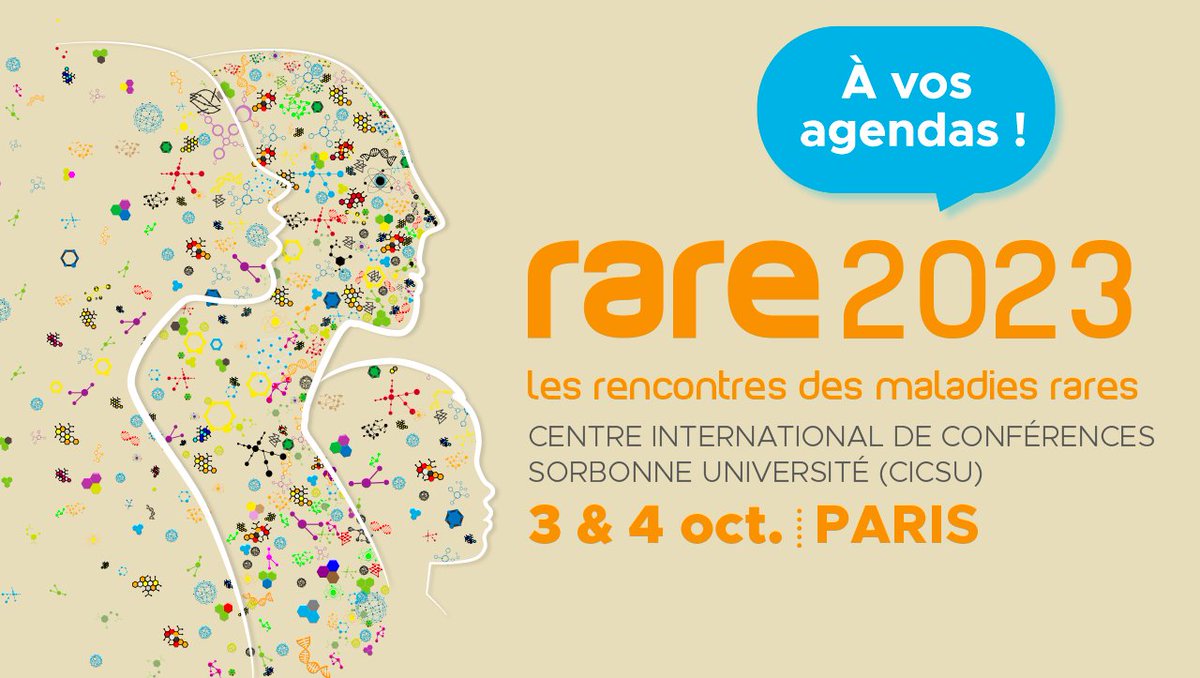 fdmaladiesrares's tweet photo. 📣À VOS AGENDAS 📣

Les 3 &amp; 4 Octobre 2023, participez aux Rencontres RARE 2023 !

Venez échanger avec des professionnels de la santé et de la recherche, des associations de patients et Représentants des Pouvoirs Publics autour des #maladiesrares

📍Rendez-vous au CICSU #PARIS ! https://t.co/Qs5epKZscY