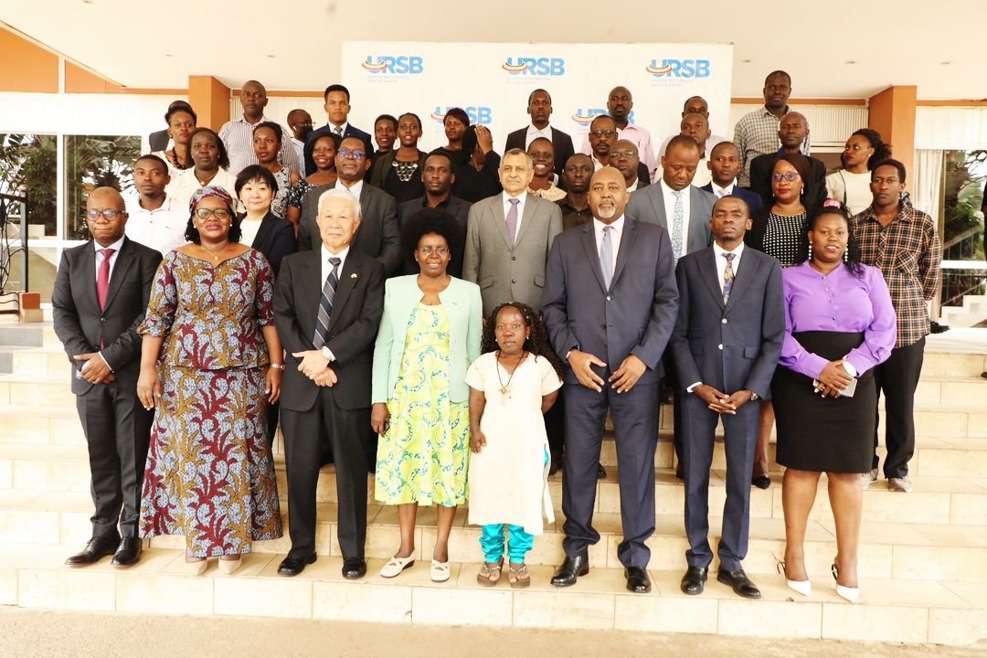 URSBHQ's tweet photo. The guest of honor @DrMusenero, H.E Fukuzawa Hidemoto Amb. @JapanGov to Ug, representatives from @WIPO joined other stakeholders in group photo after the first session of Day-3 of the #IntellectualPropertyweek. https://t.co/zbrSFKrRSy