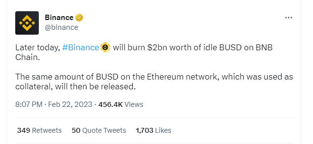 #CryptoNews 🗞️Feb 23

1/ #Polygon Blockchain Nodes Briefly Went Out of Sync, Affecting Explorer, Sowing Confusion
2/ #Frax Finance Votes to Fully Collateralize Its $1 Billion Stablecoin
3/ #Spotify Is Testing Token-Enabled Music Playlists
4/ #Binance to burn $2B idle BUSD today