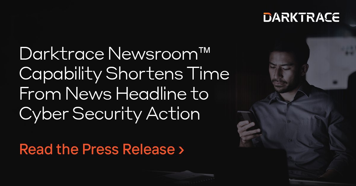 QSecGH's tweet photo. We are thrilled to announce the general availability of Darktrace Newsroom™! Read more about our latest innovation which helps organizations shore up defenses against the latest critical vulnerabilities; https://t.co/LmvIrP6CEN https://t.co/QbJwQOIvB9
