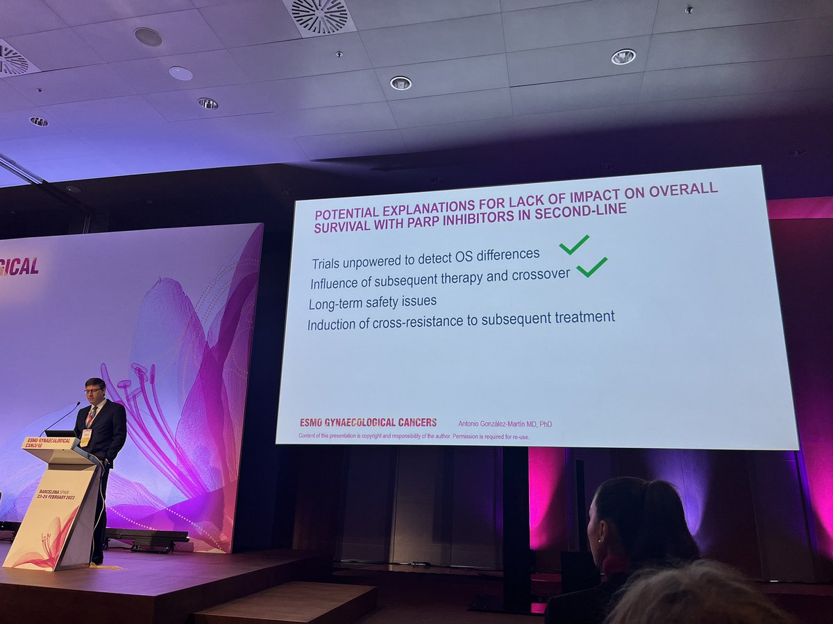 Should we trust the #overallsurvival in #PARPi #trials regarding #recurrentovariancancer?
Great talk from major #experts on #HGSC 
@myESMO #esmogynae2023 #esmo #gynonco #youngoncologist