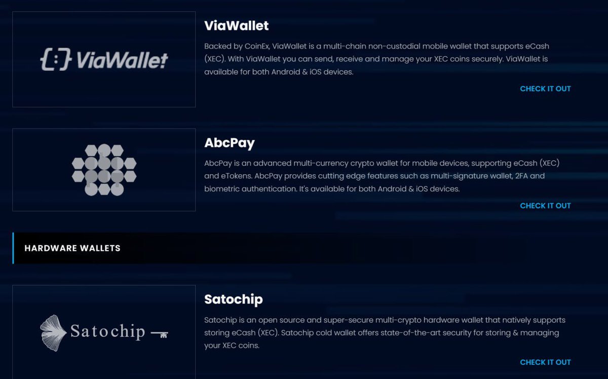Proudly be featured on e.cash/wallets!