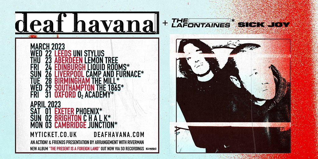 Very pleased to announce we’ll be taking our good friends @TheLaFontaines and @sickjoyband as supports on our UK tour in March/ April, what a line up 🙌