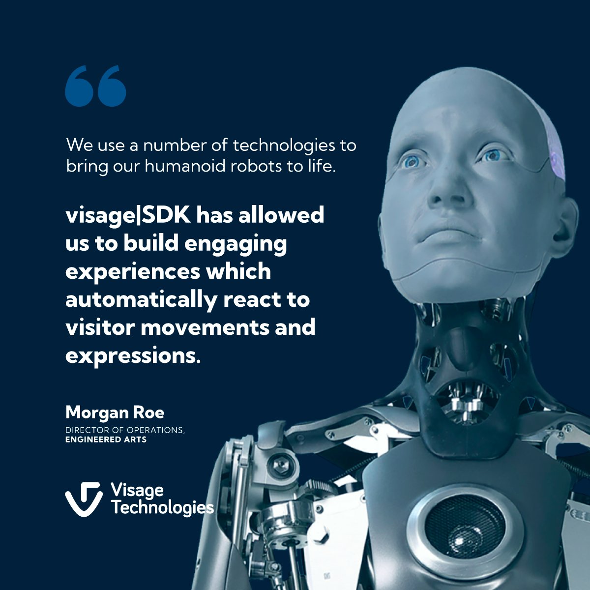 VisageTech's tweet image. One of the more exciting use cases of our #facetechnology is taking humanoid #robots to the next level. 🦾 We’re proud to have played a part in bringing Engineered Arts&apos; humanoid robots to life &amp;amp; we&apos;ll continue to offer top-notch support to our clients. 
visagetechnologies.com/case-studies/e…