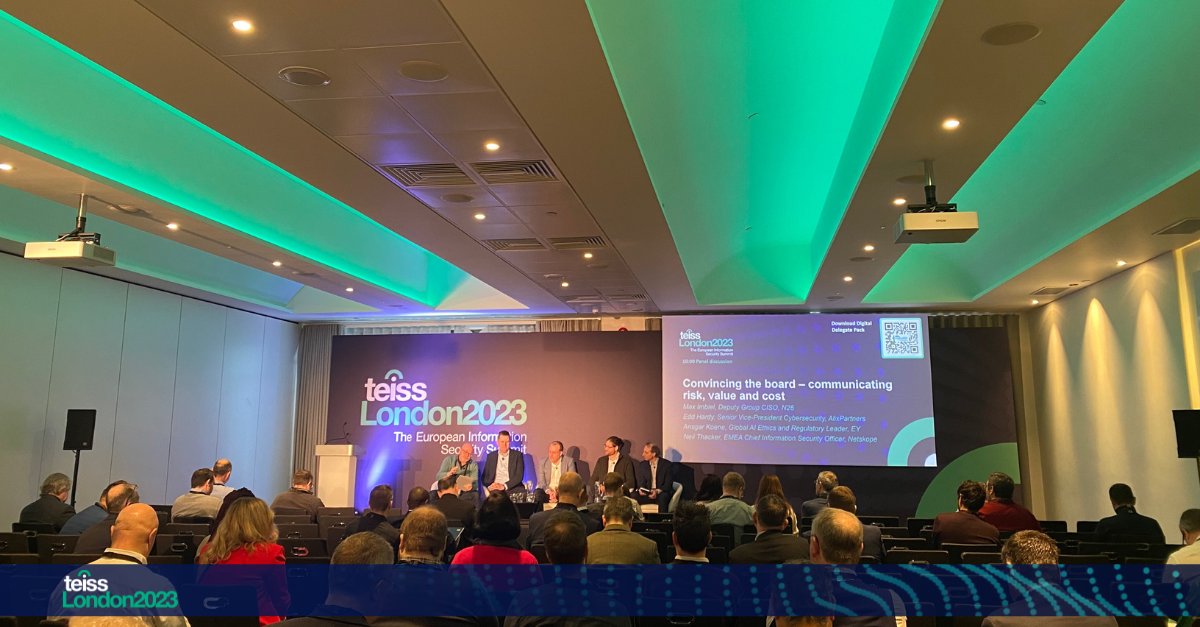 🎙️ Experts Neil Thacker <a href="/Netskope/">Netskope</a> , Max I. <a href="/n26/">N26</a>, Edd H. <a href="/AlixPartnersLLP/">AlixPartners</a>  and Ansgar Koene <a href="/EYnews/">EY</a> discussing on convincing the board – communicating risk, value and cost

#teissLondon #teissLondon2023 #teiss #cyber #cyberattack #cyberawareness