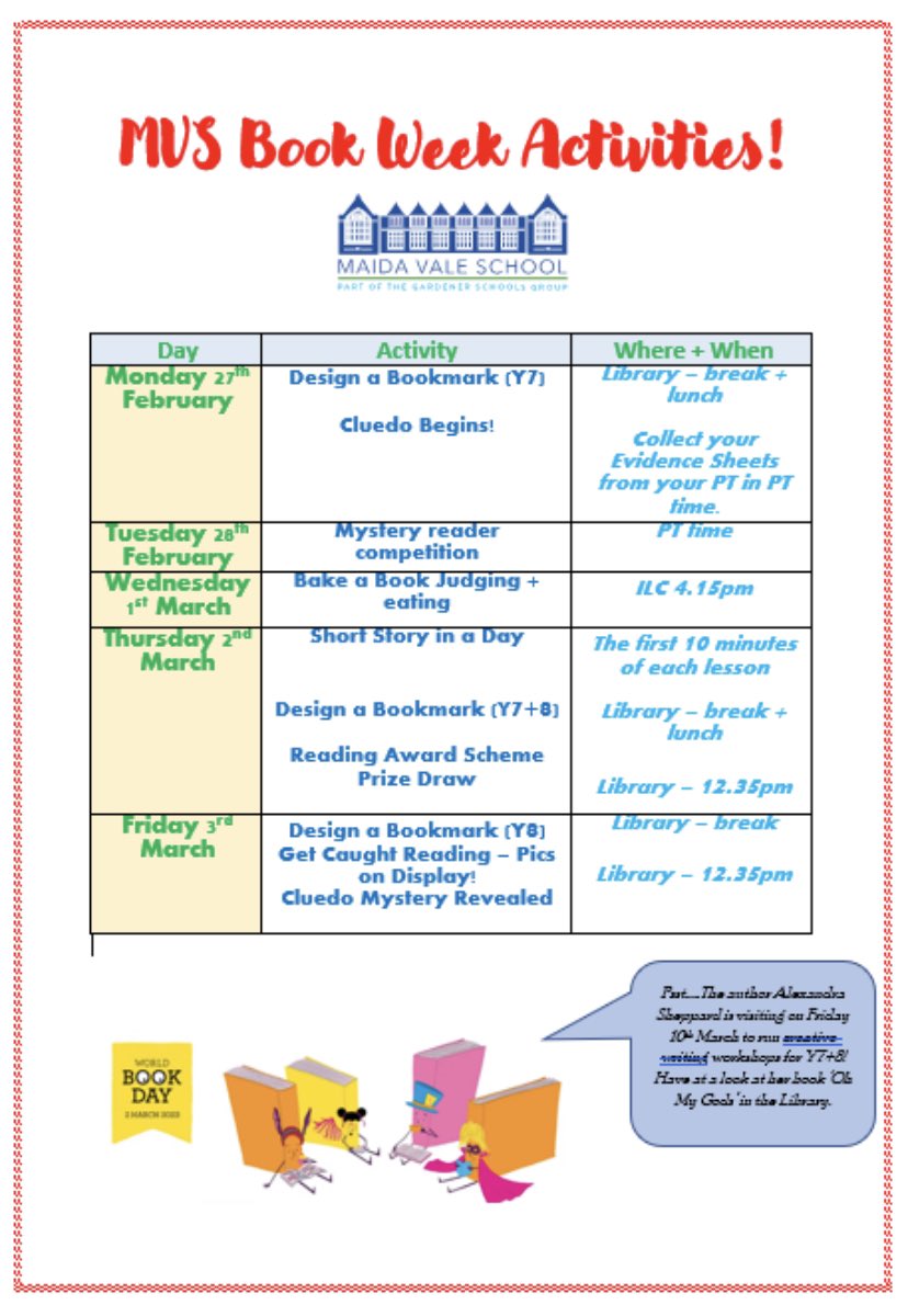 We have an array of activities happening in next week’s Book Week!