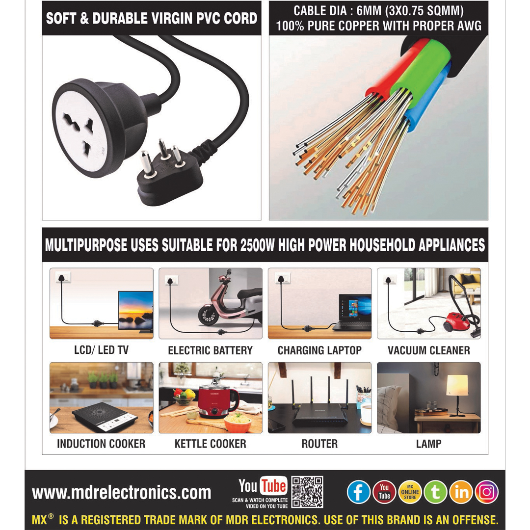 mx_electronics's tweet image. MX introduce Single Outlet Extension Board with Surge Protection &amp;amp; Child Safety Shutter with Heavy Duty Heavy Duty Power Cord.
Buy link : bit.ly/3YUF3ZL

#mxmdrtechnologies #makeinindia #electronicslovers #surgeprotector #extensionboard #bestquality #electronicsmumbai