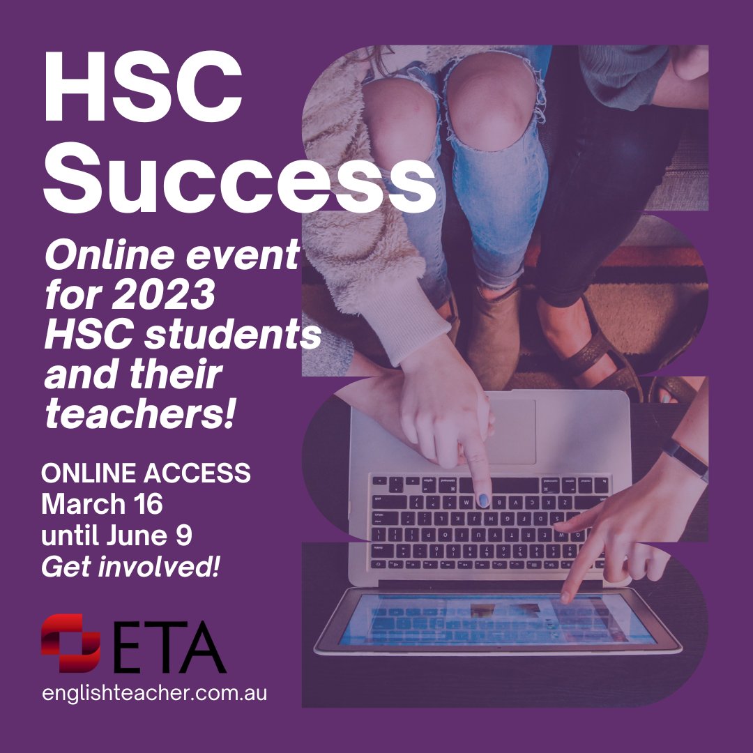 ETA_NSW's tweet photo. Help your students build skills for Paper 1, join the 'HSC Success' online event starting this March! Join here: https://t.co/zVAkZn6ncH #etansw #etapd #englishteacher #education #hsc #hscenglish https://t.co/1xUEAgRctb