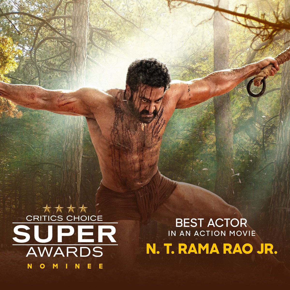 Man of Masses NTR @tarak9999
bags the Best Actor Nomination at the Critics Choice Super Awards.
#NTR𓃵
#ManOfMassesNTR 
#CriticsChoiceSuperAwards
#NTRGoesGlobal #JrNTR