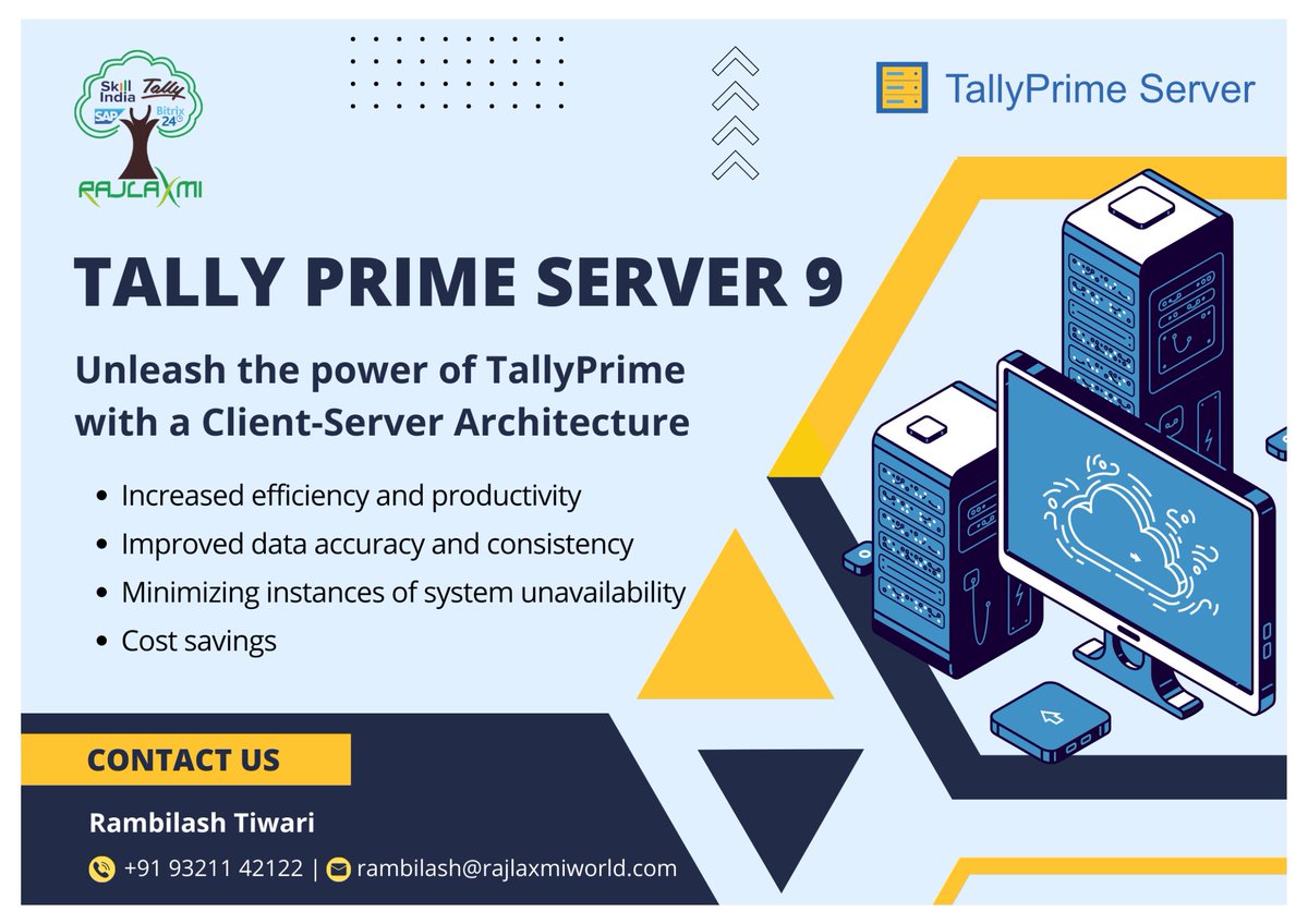 rajlaxmiworld's tweet photo. Step up your Business with Tally Prime Server 9!

#TallyPrimeServer9 #BusinessManagement
#EfficiencyBoost #Productivity #Server
#tallyprimeserver #tallyserver9 #tallyserver #tallyserver #tallyserversoftware #tallyprime #tally #tallysolutions https://t.co/G25R5sWyGB