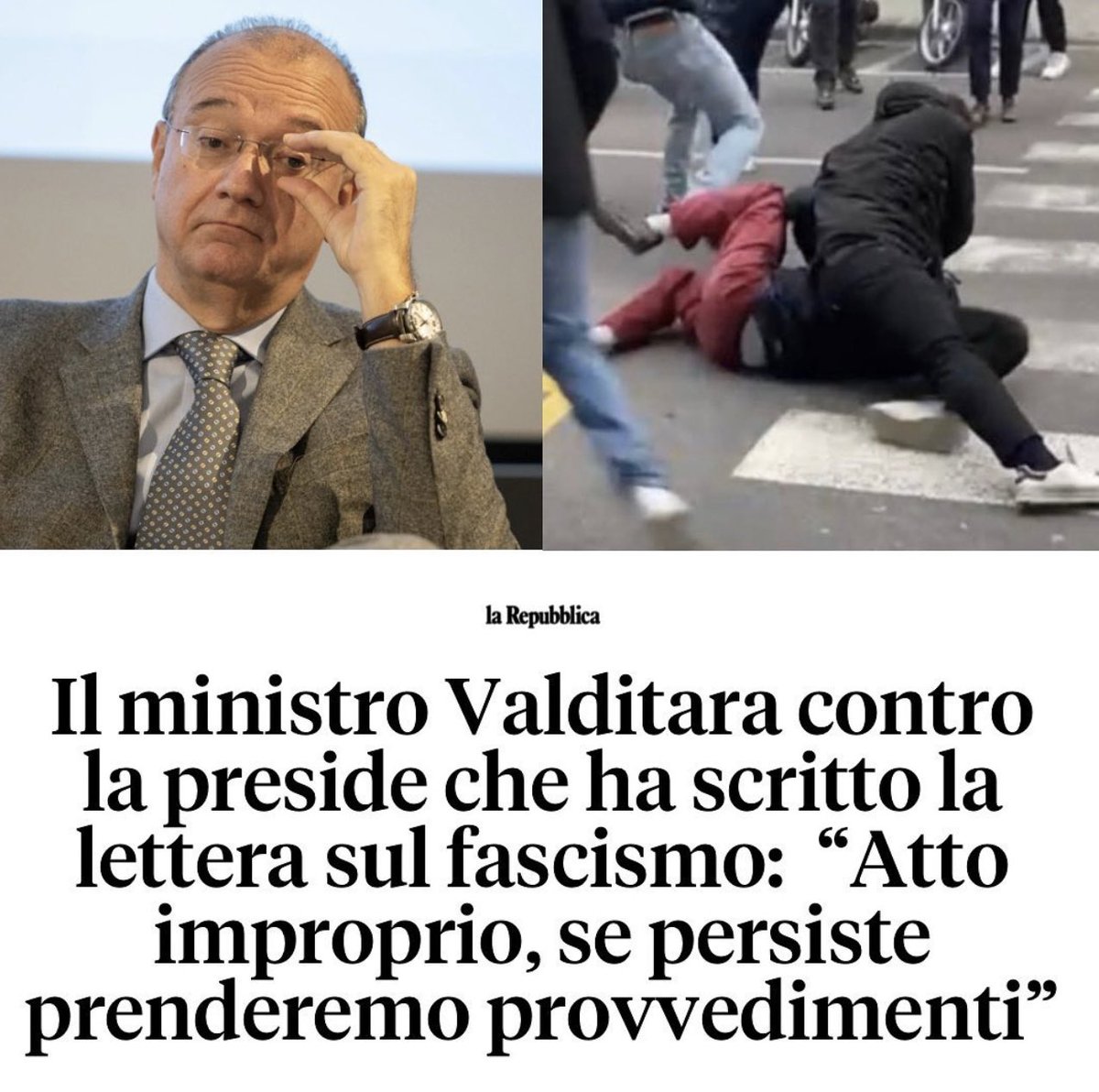 mauroberruto's tweet photo. Il Ministro dell’istruzione, del merito e della propaganda #Valditara spieghi dove sta l’”atto improprio” nella condanna del #fascismo che è un reato. 

#fascismo #firenze #Michelangiolo https://t.co/pihHTan4Rp