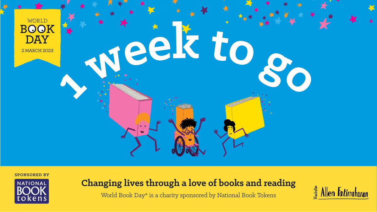 WorldBookDayUK's tweet photo. 🎊1 week to go! 🎊Here’s how you can prepare for #WorldBookDay on 2 March 👇

1️⃣Watch our trailer and take a look inside this year's £1/€1.50 books https://t.co/5YAmmvEdUf 1/2 https://t.co/V91XLURn7o