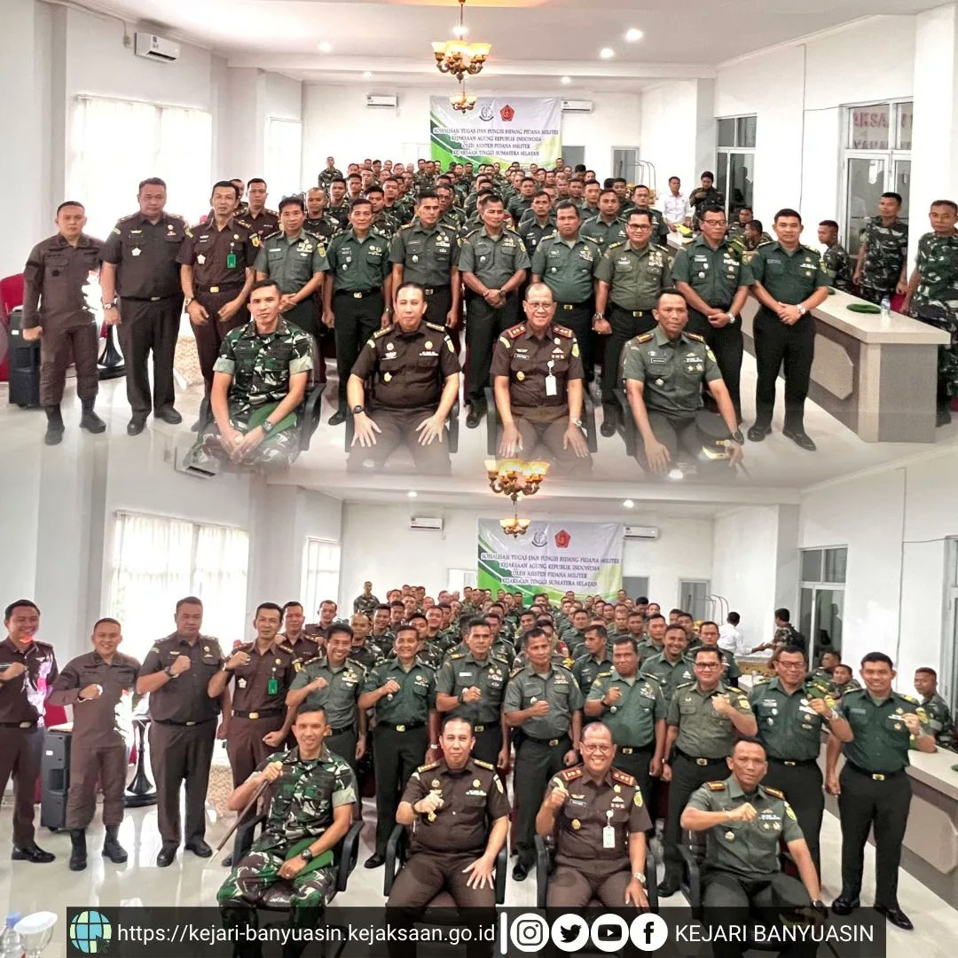 kejatisumsel's tweet photo. #repost @kejaribanyuasin
--
pada hari ini Rabu tanggal 23 Februari 2023 pukul 09.00 WIB bertempat di Aula Kantor Kejaksaan Negeri Banyuasin dilaksanakan Sosialisasi dengan materi Sosialisasi Bidang Pidana Militer dalam Struktur Kejaksaan Republik Indonesia.
Adapun yang menjadi https://t.co/MjUhrQ0GQL