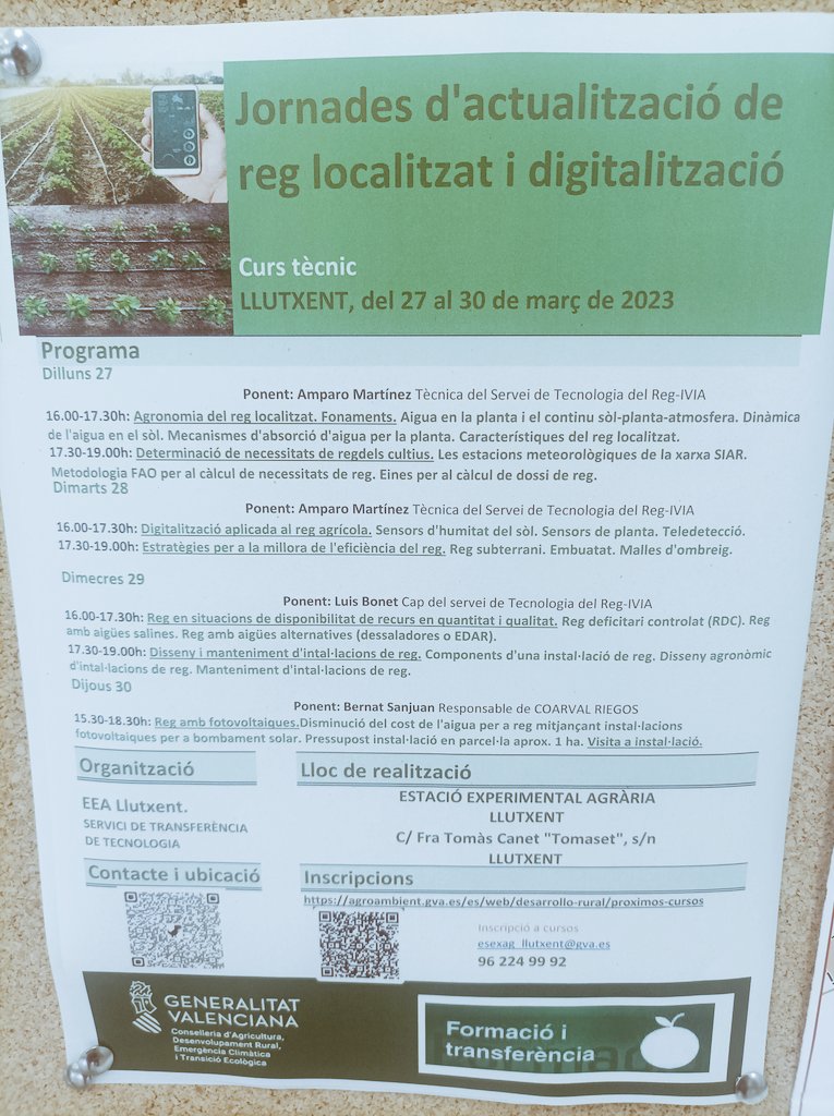 AlfredRubioSerr's tweet photo. Interessants jornades per a millora en l'eficiència del reg des de EEA Llutxent de @GVAagroambient amb les companyes de @IviaRiegos @GVAivia i els companys de @Coarval , on també tractarem el reg amb energies renovables. https://t.co/tQvwT6tzCG