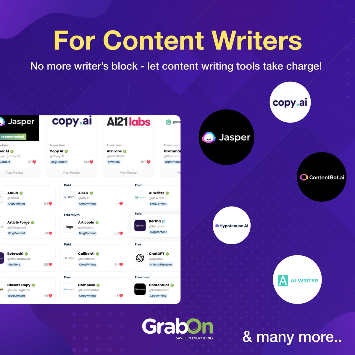 GrabOnIn's tweet photo. Get your productivity into overdrive! We've got 3000+ AI Tools to make every job role easier. Check out the link for easy access to the tools you need ⚡️
https://t.co/5pbOY5RXqL
#BoostYourProductivity #GrabOn #aitools #digitalmarketingtools #designertools #contentwritingtools https://t.co/iSc7EZfWCp