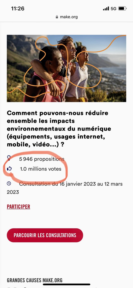 Gaelle Le Vu (@levugaelle) on Twitter photo Merci pour vos contributions, nous venons de passer la barre du million de votes et prĂšs de 6. 000 propositions đđ» đđ»đđ» Et la consultation nâest pas encore terminĂ©e, elle reste ouverte jusquâau 12 mars ⊠about.make.org/pourquoi-cette⊠<a href="/Orange_France/">Orange France</a> Merci pour vos contributions, nous venons de passer la barre du million de votes et prĂšs de 6. 000 propositions đđ» đđ»đđ» Et la consultation nâest pas encore terminĂ©e, elle reste ouverte jusquâau 12 mars ⊠about.make.org/pourquoi-cette⊠<a href="/Orange_France/">Orange France</a>