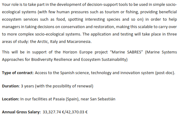 EM_OYSTER's tweet photo. 🚨🌊 Postdoc opportunity!!

@AngelBorjaYerro is recruiting at @azti_brta a postdoc to work with him, @spouso, @IbonGalparsoro,  and others in @MarineSABRES project. Work in socio-ecological systems. 

📅 10th March

Apply here 👉https://t.co/XK0nuAeq0J https://t.co/SwfcfDFg4R