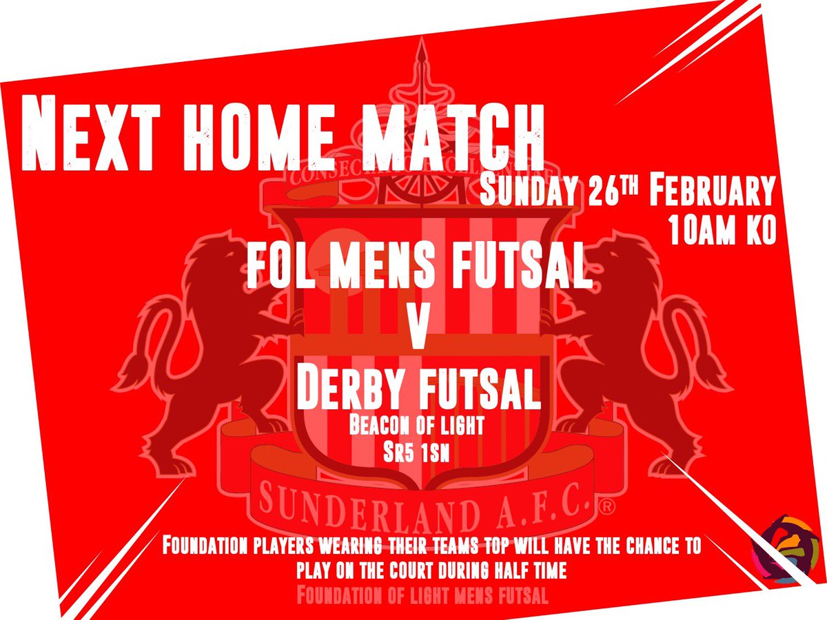 FoLFutsal's tweet photo. ICYMI
Our community Matchday is this Sunday! We would love your support as we take on @derby_futsal. 
10am ko at @BeaconofLight https://t.co/w4RzBDUwGD