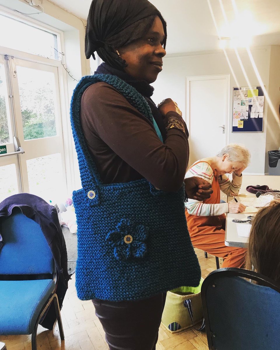 StLukesWKilburn's tweet photo. Three cheers for Florence who completed her knitted handbag at Craft &amp; Chat yesterday! https://t.co/eGkuCpa2bc