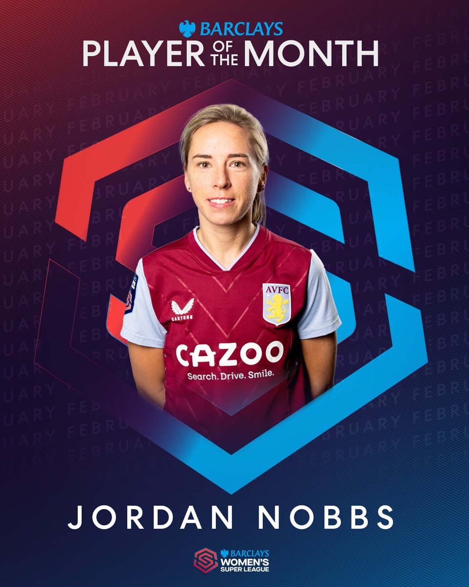 BarclaysWSL's tweet photo. Making an impact at @AVWFCOfficial!

@JordanNobbs8 is the @BarclaysFooty Player of the Month 🌟 https://t.co/l2RQhsFr34