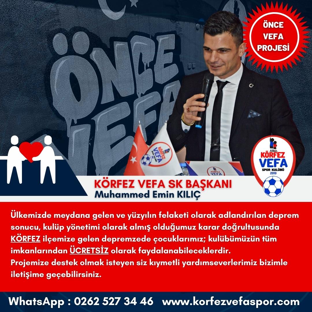 baskanmkilic's tweet photo. 🇹🇷 ÖNCE VEFA PROJESİ 🤝🏻

@korfezvefaspor olarak #KÖRFEZ ilçemize gelen depremzede çocuklarımız #MİSAFİR öğrencimiz olarak kulübümüzün tüm imkanlarını #ÜCRETSİZ kullanabileceklerdir.

🖤 Geçmiş Olsun TÜRKİYEM 🖤

#BirlikteBaşaracağız #ÖnceVefaProjesi #KörfezVefaSK #ÖnceVefa https://t.co/DKHMlImv4a