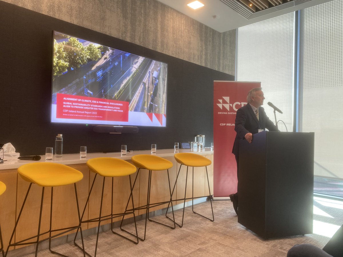 CDPIrelandnet's tweet photo. CDP Ireland Report 2022 Launch starting now at NTMA offices.  A big welcome to our expert panel, Annabel FitzGerald, Energia Group, Neil Dover, HP Ireland, Neil Menzies, Hibernia REG and Kathy Ryan,  ILIM. 
#CDPreporting #Climatechange https://t.co/Slxc7i0Bh7