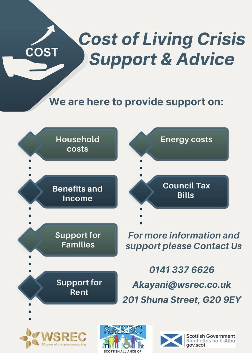 WSREC's tweet photo. WSREC has a new project called Cost of Living Crisis support &amp; advice

For more information on services provided and how to get in touch see flyer below https://t.co/HjWT1iU386