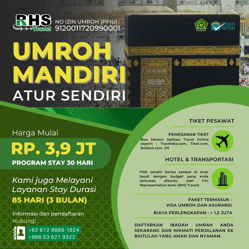 Adv.

Umroh Mabdiri, Atur Sendiri.

Hubungi nomor yang tersedia di poster.
