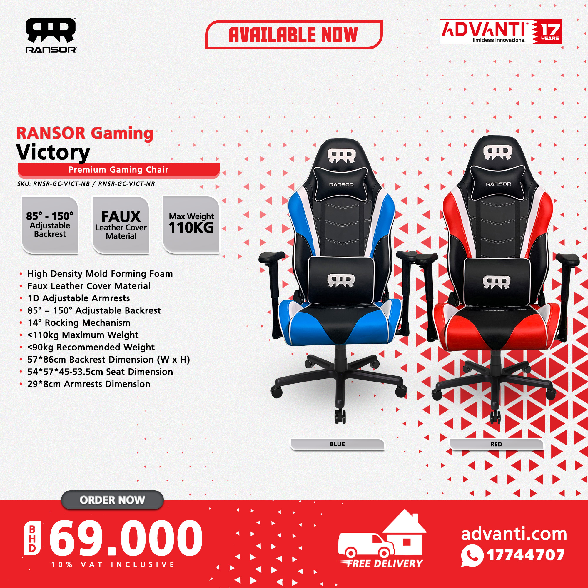 ADVANTI Bahrain on Twitter "🔽 PREMIUM GAMING CHAIR 🔽 🔴RANSOR Gaming