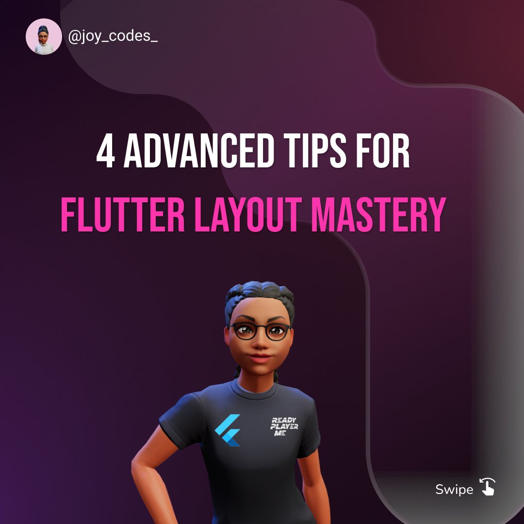 Joy33676407's tweet photo. 4 Advanced Tips For Flutter Layout Mastery!

Curious on to take your Flutter layout skills to the next level? 🤔

A Thread!👇

#fluttercommunity #futterdeveloper #flutter #codingtips #flutterdev #coding https://t.co/uID3unK2fM