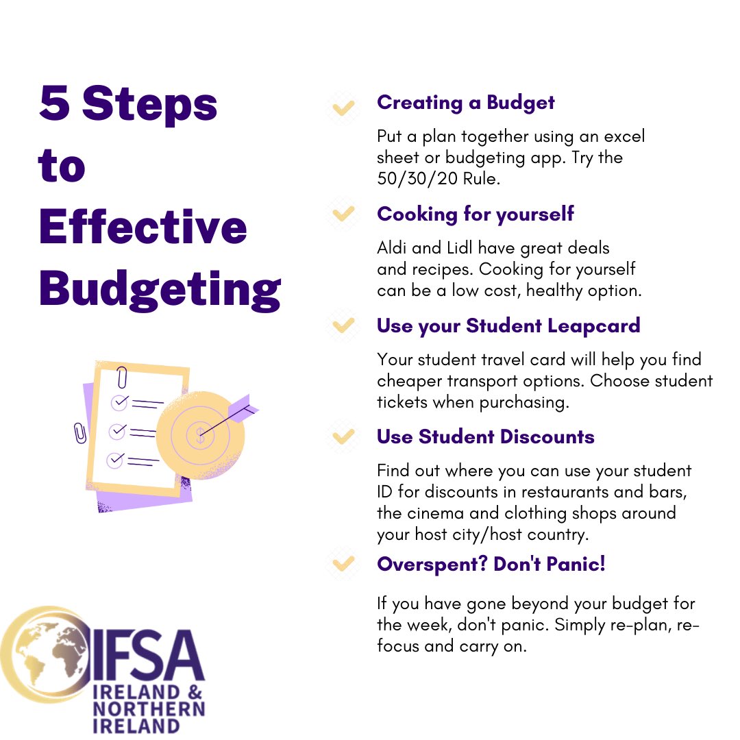 StudyAbroad_IE's tweet photo. Thrifty Thursday! 👏

We have 5 tips to keep in mind for when you are putting together your ideal budget this semester 🙏🏻

#ifsaireland #studyabroad #budgeting https://t.co/fIxPlILPiR