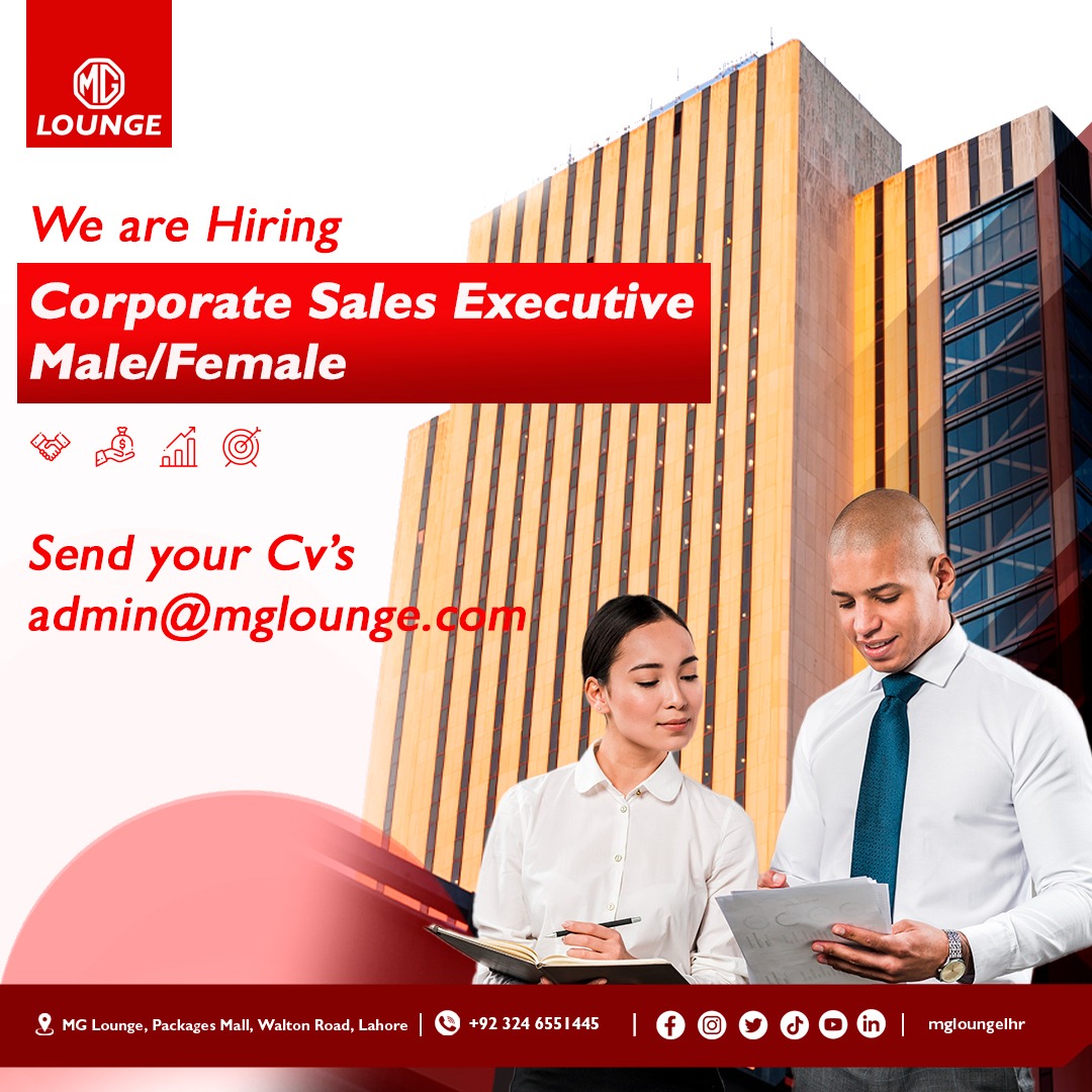 MgLoungeLHR's tweet photo. Join our team as a sales executive and take the next step in your career.
Apply now at MG Lounge!
Send your CV at: admin@mglounge.com
Contact us at: 03246551445
#mglounge #mg #hiring #jobs https://t.co/27agNmoMRa