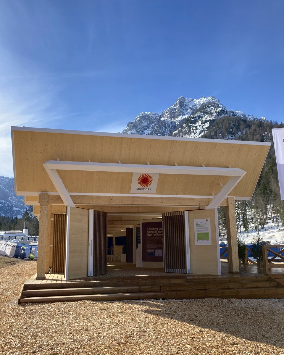 PlanicaNordic's tweet photo. Welcome to @storaenso pavilion in the heart of Planica venue!🌳Here you can find all their products they make from recyclable materials and even the whole pavilion is made out of 100% wood, which, after the event, will be reused.
#inhaleexhale #planica2023 #sustainability https://t.co/xflp872vls