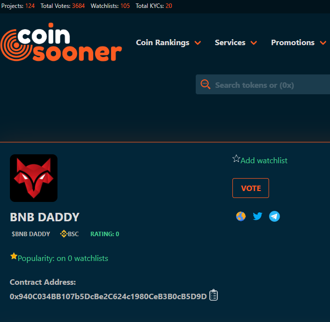 coinsooner's tweet photo. Listed and promoted @BnB_Daddy_ at #coinsooner

🟩KYC AUDIT done
✅Pinksale / Fair / 25 Bnb / 23 Feb / 6:00 UTC
✔️Tax: 1

Detailed info
https://t.co/KPtlV4Ig7u

You should join and ask your qa
TG: https://t.co/J57OZZJvE9

#BSC #BTC #ETH #vote #Pinksale #Crypto #Avalanche #KuCoin https://t.co/iracyfdPqZ