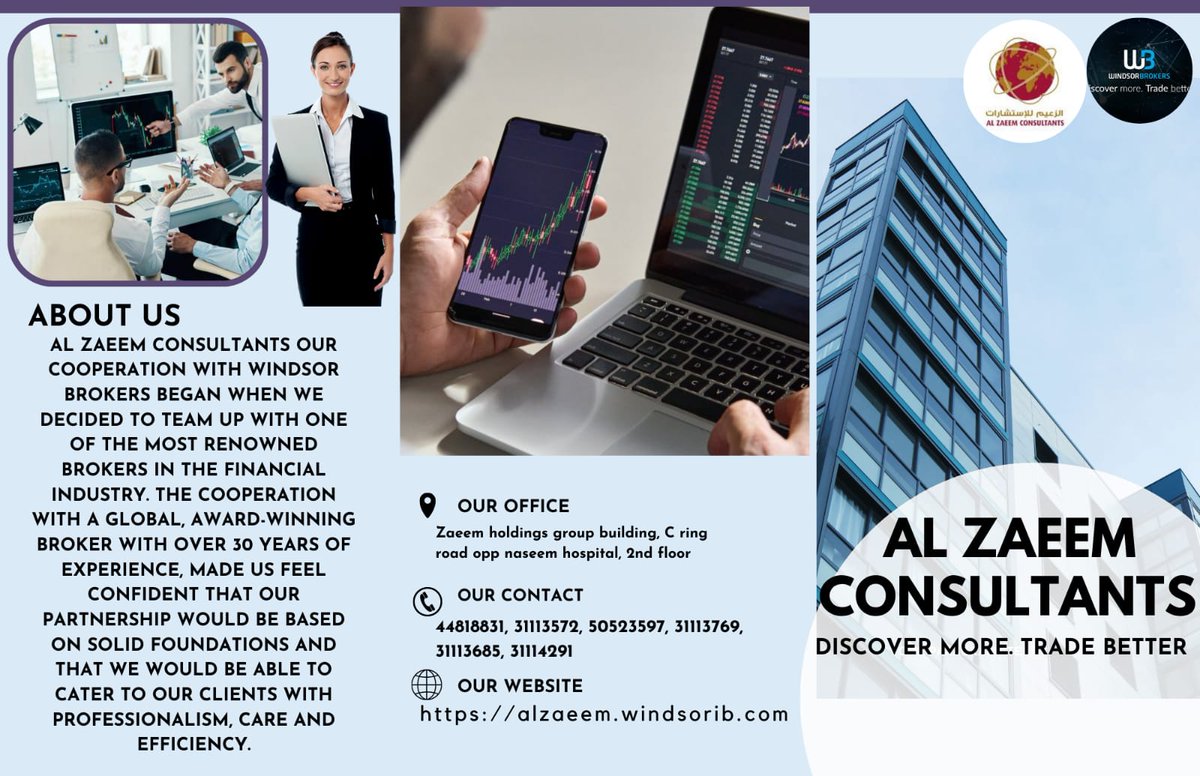 AlZaeemConsult1's tweet photo. Join Al Zaeem Consultants and Start Trading with us. Al Zaeem Consultants  is a Leading Online Trading Broker. Learn how to trade with us.
Al Zaeem Consultants 
Discover More. Trade Better
https://t.co/FGnowAE0aI https://t.co/DmvsQH3fS7