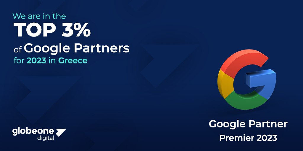 GlobeOneDigital's tweet photo. We're thrilled to announce that we have again been named Google Premier Partners in 2023! ➡https://t.co/FXo1bidBPk Our commitment to delivering exceptional #digitalMarketing #performance solutions has led our company to rank among the top 3% of participating companies in Greece! https://t.co/qRjuqoNQcG