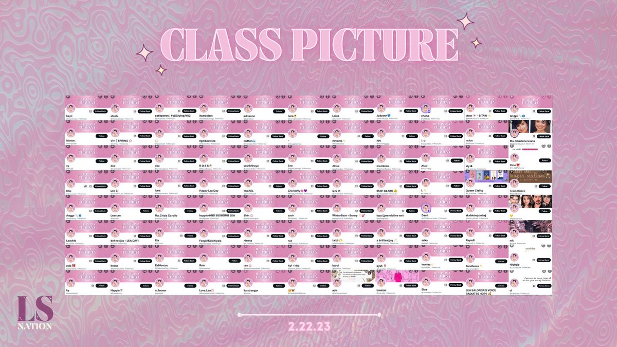2.22.23 - CLASS PICTURE ♡⋆.࿐࿔

We are family! I got all my sisters with me! 🪩

Thank you everyone, truly, for joining us and staying with us 'til the end of the event. We appreciate your presence. See you when we see you. 😉

⁺◦. ♡ LS NATION